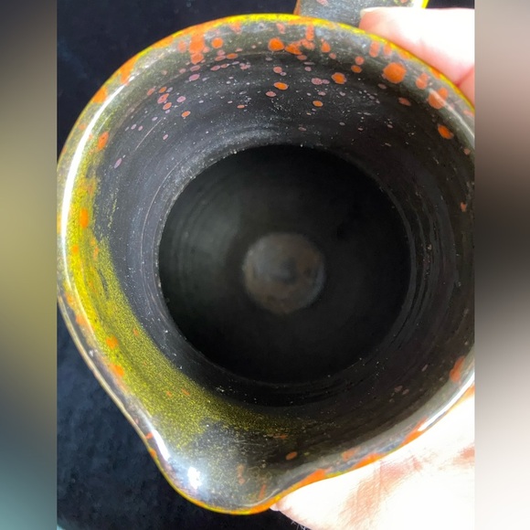 Vintage MCM Orange Speckle Glazed Decorative Pottery Pitcher Made In Italy - Picture 6 of 11